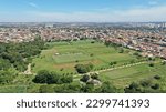 Panoramic view of Soccer fields in Amazonia Park neighborhood in Goiania, Goias, brazil 