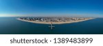 Panoramic view of southern Brooklyn including Coney  Island, Brighton Beach with Manhattan in the background.