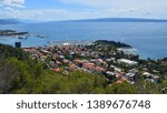 Panoramic view  of Split Seafront & harbor  with the Island of Brac in distance.