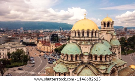 Panoramic View of the St. Alexander Nevsky Cathedral, Sofia, Bulgaria