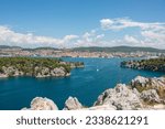 Panoramic view of Šibenik from the St. Anthony Channel in the state of Šibenik-Knin Croatia