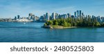 Panoramic view of Stanley park and the skyline of Vancouver, British Columbia, Canada