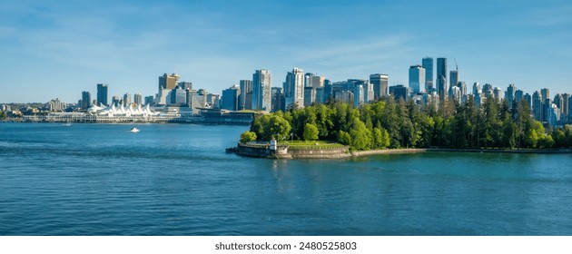 Panoramic view of Stanley park and the skyline of Vancouver, British Columbia, Canada - Powered by Shutterstock