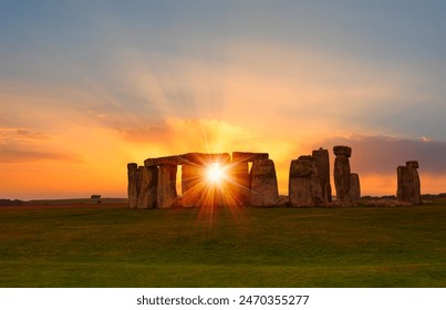 Panoramic view of Stonehenge amazing sunset or sunrise - United Kingdom - Powered by Shutterstock