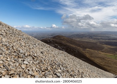 Panoramic view from the summit of Croagh Patrick in County Mayo, Ireland