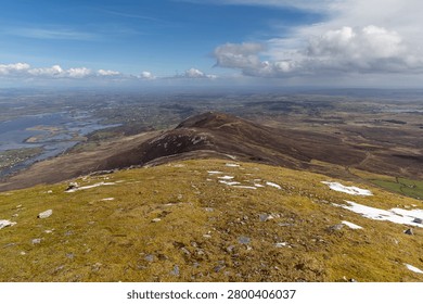Panoramic view from the summit of Croagh Patrick in County Mayo, Ireland