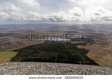 Panoramic view from the summit of Croagh Patrick in County Mayo, Ireland