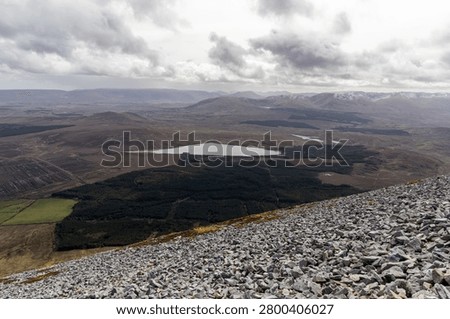 Panoramic view from the summit of Croagh Patrick in County Mayo, Ireland