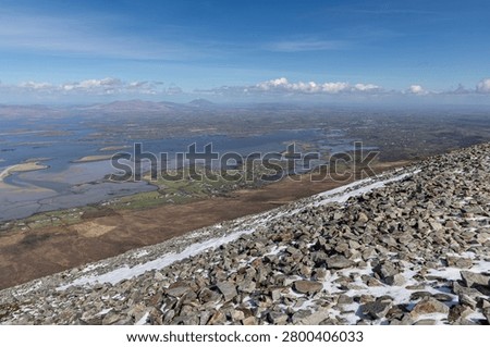 Panoramic view from the summit of Croagh Patrick in County Mayo, Ireland