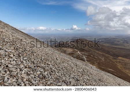 Panoramic view from the summit of Croagh Patrick in County Mayo, Ireland