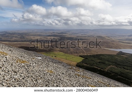 Panoramic view from the summit of Croagh Patrick in County Mayo, Ireland