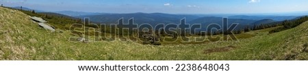 Panoramic view from the summit of Praded in High Ash Mountains,Nymburk District,Czech Republic,Europe
