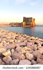 Panoramic View At Sunset Of Castel Dellovo, Naples, Italy