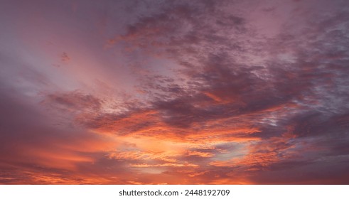 Panoramic view of sunset golden and blue sky nature background.
Colorful dramatic sky with cloud at sunset.Sky background.Sky with clouds at sunset. - Powered by Shutterstock