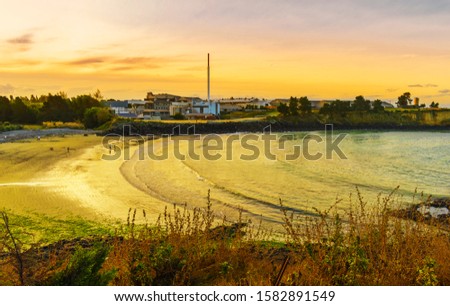 Panoramic View Sunset Time at Smithfield Beach, Timaru New Zealand