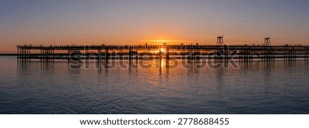 Panoramic view of a sunset at the Tinto dock, Huelva, Andalusia, Spain