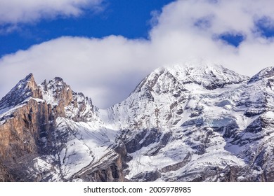 Panoramic View Of Swiss Alps Sunrise, Switzerland