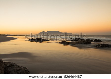 panoramic view of tablemountain at sunset in cape town, south africa