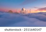 Panoramic view of Taj Mahal during at sunset - Agra , Uttar Pradesh, India