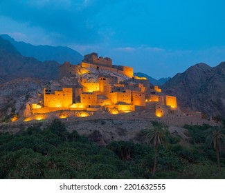 Panoramic view of Thee Ain (Dhee Ayn) heritage village in the Al-Baha region of Saudi Arabia