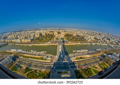 Panoramic View from the top of Eiffel Tower, Paris, France