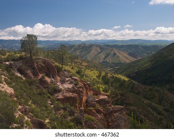 The panoramic view from the top of the Pinnacles National Monument, California, looking east