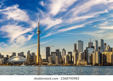 Panoramic view of Toronto skyline  in a sunny day, Ontario, Canada - Powered by Shutterstock