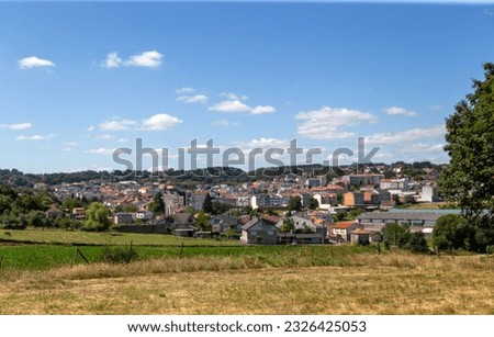 Panoramic view of the town of Chantada. Lugo, Galicia, Spain.
