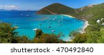 Panoramic view of tropical shoreline in British Virgin Island (BVI), Caribbean
