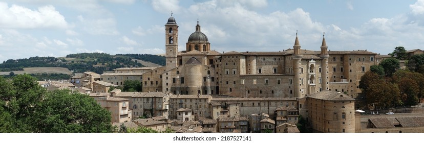 Panoramic View Of Urbino, Province Of Pesaro And Urbino In Marche, Italy           