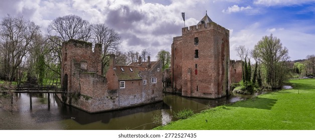 Panoramic view Ruïne van Brederode Medieval Castle Ruins in Santpoort – Oldest Ruin in the Netherlands – 13th Century Dutch Fortress – North Holland Heritage Wall Art