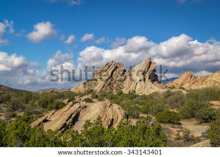 Panoramic view of Vazquez Rocks in Southern California.