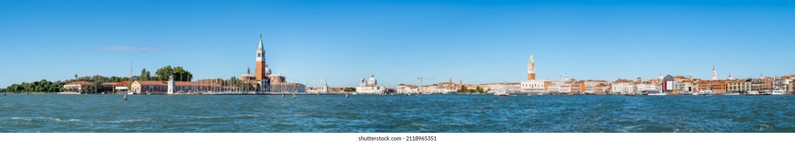 Panoramic view of the Venetian Lagoon and Venice skyline