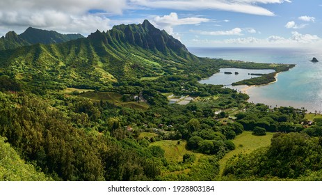                       Panoramic View of Waikane on the Windward Side of Honolulu Hawaii         