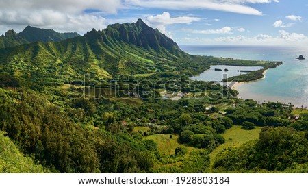                       Panoramic View of Waikane on the Windward Side of Honolulu Hawaii         