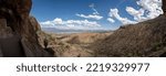 A panoramic view of a walking trail within a valley in the Tonto National Forest, Arizona