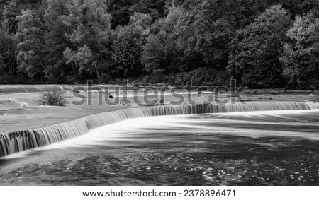 Similar – Image, Stock Photo Floods on the Lenne: protective wall for the city center