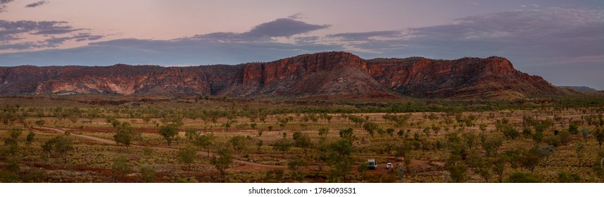 A panoramic view of the western escarpment of the Bungle Bungle Range, Kungkalanayi Lookout, Purnululu National Park, Western Australia.