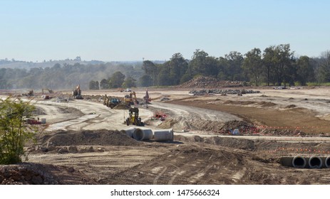 Panoramic View Of The Western Sydney International Airport Construction Site, Badgerys Creek, NSWW, Australia On 8 August 2019                               