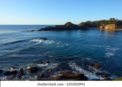 Panoramic View Of The Whale Cove Habitat Refuge At Oregon Coast.