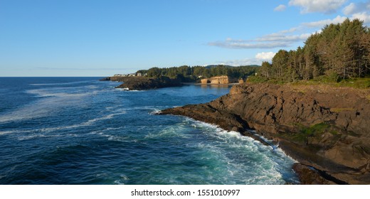 Panoramic View Of The Whale Cove Habitat Refuge At Oregon Coast.