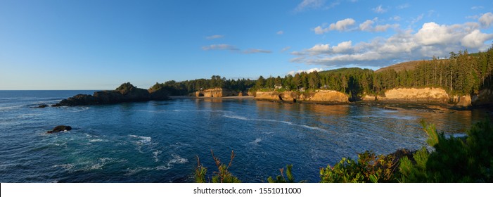 Panoramic View Of The Whale Cove Habitat Refuge At Oregon Coast.