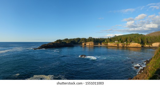 Panoramic View Of The Whale Cove Habitat Refuge At Oregon Coast.