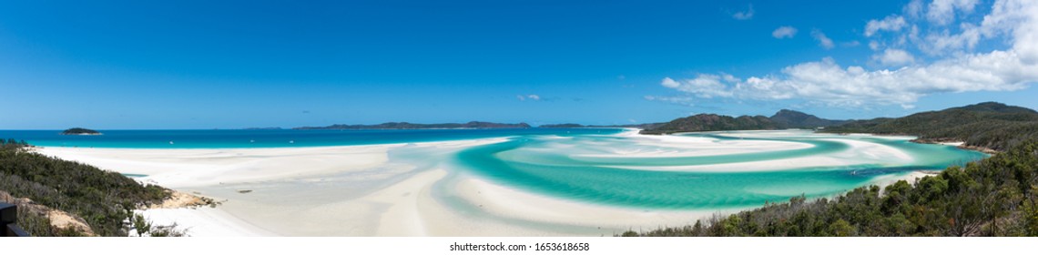 Panoramic View Of Whitehaven Beach From Hill Inlet Outlook