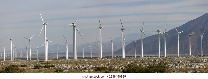 Panoramic view of Windmill farm in South west California - Shutterstock ID 2239440939