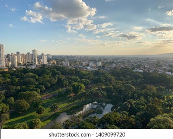 Panoramic View Of The Zoo And Tropical Forest In Goiania Before The Sun Sets. Goiania, Goias, Brazil 