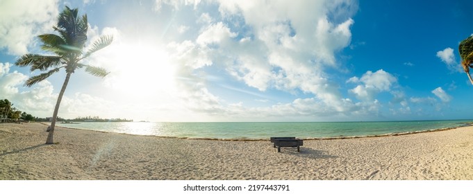 Panoramic Viewn Of Sombrero Beach In The Morning. Marathon Key, USA