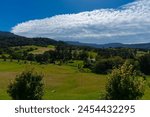 Panoramic views of farm land in rural area near Bowral in NSW Southern Highlands Australia