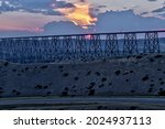 Panoramic views of the High Level Viaduct truss bridge in Lethbridge