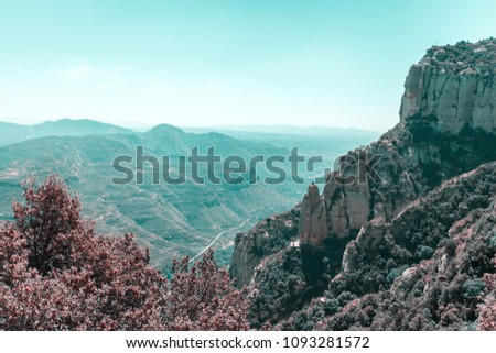 Similar – Landscape with views from the Montserrat mountain in Barcelona